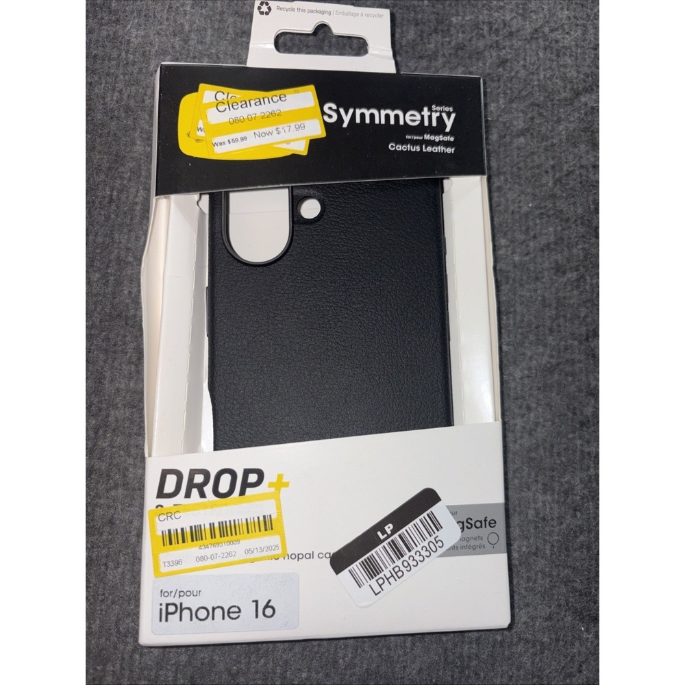 Otterbox Symmetry Series Cactus Leather Material iPhone 16 - Black